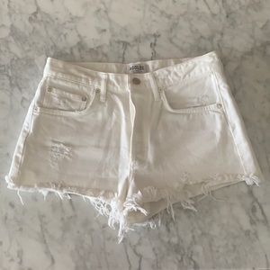 Agolde Parker white denim shorts